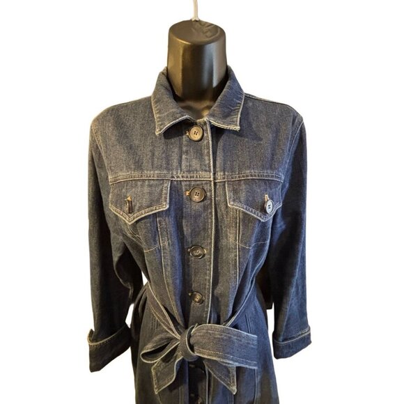 Vtg Jones New York Country Dark Wash Denim Dress 10928845, Size 6, Preppy Chic - Picture 2 of 5